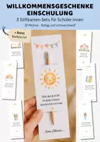 Vorschau - Mal- und Bastelvorlagen - Willkommensgeschenk Einschulung 3er-Set | Stiftkarten für Klasse 1 | Schulanfang Geschenk Grundschule - Deckblatt