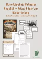 Vorschau - Arbeitsblätter - Materialpaket: Weimarer Republik – Rätsel & Spiel zur Wiederholung mit Suchsel, Kreuzworträtsel, Zuordnungsspiel & Wortjäger - Deckblatt