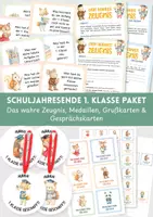 Vorschau - Fördermaterial/Inklusion - Zeugnis & Schuljahresende 1. Klasse | Das wahre Zeugnis, Medaillen, Grußkarten & Gesprächskarten | Halbjahresende & Jahresende Grundschule - Deckblatt