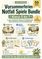 Vorschau - Spiele - Vorsommerferien Notfall Spiele Bundle Klasse 5 bis 7 Schuljahresende - Deckblatt