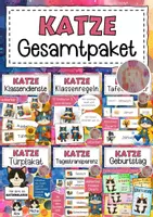 Vorschau - Mal- und Bastelvorlagen - Katzenklasse Materialpaket Klassentier Katze - Deckblatt