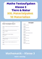 Vorschau - Stundenentwürfe - XL Materialpaket Mathe Textaufgaben Klasse 3 Tiere | 10 Materialien mit Lösungen - Deckblatt