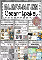 Vorschau - Mal- und Bastelvorlagen - Elefantenklasse Materialpaket Klassentier Elefant - Deckblatt