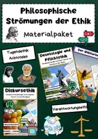 Vorschau - Arbeitsblätter - Philosophische Strömungen in der Ethik: Utilitarismus, Pflichtethik, Tugendethik, Verantwortungsethik - Deckblatt