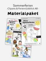 Vorschau - Arbeitsblätter - Materialpaket: Sommerferien (Cliparts, Schreibanlass ABs mit Bildkarten) - Deckblatt
