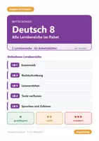 Vorschau - Arbeitsblätter - Deutsch 8 Mittelschule - Komplettpaket (alle Lernbereiche) - Deckblatt