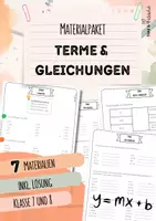 Vorschau - Arbeitsblätter - Terme und Gleichungen | 7 Übungsblätter mit Lösung | Mathematik | Klasse 7 und 8 - Deckblatt