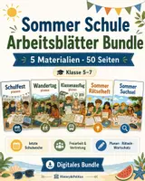 Vorschau - Spiele - Sommer Schule Arbeitsblätter Bundle Klasse 5–7 - Deckblatt