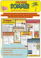 Vorschau - Unterrichtsreihen - Sommer vor den Ferien – Großes Materialpaket für Vertretungsstunden | Deutsch & Kunst Klasse 6–10 - Deckblatt