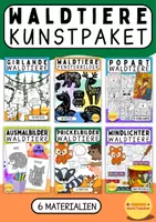 Vorschau - Mal- und Bastelvorlagen - Waldtiere Materialpaket zum Prickeln, Basteln und Ausmalen - Deckblatt
