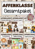 Vorschau - Mal- und Bastelvorlagen - Affenklasse Materialpaket Klassentier Affe - Deckblatt