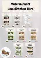 Vorschau - Aufgabenkarten - Materialpaket Lesekärtchen - Tiere - Deckblatt