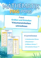 Vorschau - Arbeitsblätter - Paket Volumeneinheiten umrechnen | 4 Lernniveaus | Mathematik Ping-Pong - Deckblatt