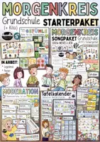 Vorschau - Mal- und Bastelvorlagen - Morgenkreis - StarterPAKET inkl. Lied & Ideen, Moderation, Ritual, Kalender Grundschule (und Kita) / Einschulung - Deckblatt