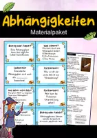 Vorschau - Arbeitsblätter - Materialpaket: Abhängigkeiten | Wissenskartei, Lückentext & Quizkarten - Deckblatt