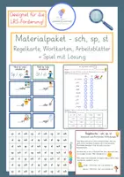Vorschau - Arbeitsblätter - sch, sp, st - Materialpaket - Laute - Buchstaben - Klasse 1-2 - Regelkarte + Arbeitsblätter, Spiel - Deckblatt