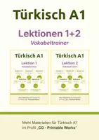 Vorschau - Arbeitsblätter - Türkisch A1 – Vokabeln lernen: 300+ Vokabelkarten – Bundle Lektionen 1 und 2 (auch Deutsch A1 – DaZ/DaF) - Deckblatt