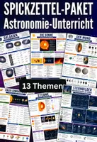 Vorschau - Arbeitsblätter - Materialpaket Astronomie - 13 Spickzettel Merkzettel über Planeten, Galaxien und Raumfahrt - Deckblatt