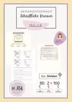Vorschau - Stundenentwürfe - Schriftliche Division | Unterrichtseinheit | Unterrichtsreihe - Deckblatt