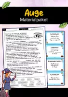 Vorschau - Arbeitsblätter - Das Auge – Materialpaket | Wissenskartei, Lückentext & Quizkarten - Deckblatt