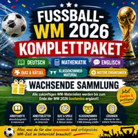 Vorschau - Arbeitsblätter - WM 2026 XXL-Paket – Deutsch, Mathematik, Englisch, Klassenzimmer, Quiz - Deckblatt