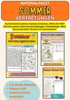 Vorschau - Arbeitsblätter - Sommer Vertretungsstunden | 8 kreative Sommer-Arbeitsblätter | Klassen 6–10 | Vertretung & letzte Schulwoche - Deckblatt
