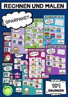 Vorschau - Arbeitsblätter - Rechenmalblätter Sparpaket 101 ABs Pixelbilder Kopfrechnen Grundrechenarten Rechnen und Malen - Deckblatt
