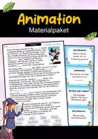 Vorschau - Arbeitsblätter - Animation – Materialpaket | Wissenskartei, Lückentext & Quizkarten - Deckblatt