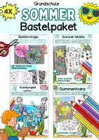 Vorschau - Stundenentwürfe - Bastelpaket Kunst Sommer (4 Bastelvorlagen) - Deckblatt