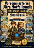 Vorschau - Spiele - Vorsommerferien Ultra Notfallbundle Escape Rooms Klasse 5 bis 8 50 Materialien - Deckblatt