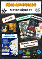 Vorschau - Stationenlernen - Nichtmetalle Materialpaket: Eigenschaften, Kohlenstoff, Sauerstoff, Schwefel - Deckblatt
