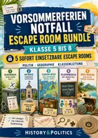 Vorschau - Spiele - Vorsommerferien Notfall Escape Room Bundle Klasse 5 bis 8 Politik Geographie Klassenleitung - Deckblatt