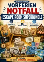 Vorschau - Spiele - Vorferien Notfall Escape Room Superbundle Klasse 5 bis 8 15 Escape Rooms für Vertretung und letzte Schulwoche - Deckblatt