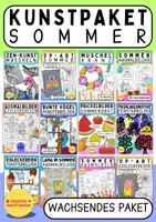 Vorschau - Arbeitsblätter - ☀️ XXL Kunst Sommer WACHSEND: Mega-Materialpaket für die Grundschule (Klasse 1-6) - Deckblatt