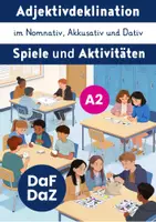Vorschau - Spiele - Adjektivdeklination im Nominativ, Akkusativ und Dativ | DaF DaZ | A2 - Deckblatt