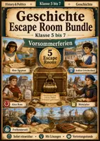 Vorschau - Spiele - Geschichte Escape Room Bundle Klasse 5 bis 7 Vorsommerferien Vertretungsstunde - Deckblatt