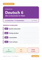 Vorschau - Arbeitsblätter - Deutsch 6 Gymnasium - Komplettpaket (alle Lernbereiche) - Deckblatt