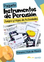 Vista previa - Hojas de trabajo - Paquete Instrumentos de Percusión | Juegos y Hojas de Actividades Música - Portada