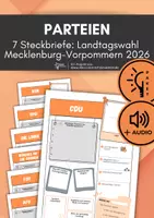Vorschau - Arbeitsblätter - Sparpaket: 7 Parteien-Steckbriefe Landtagswahl Mecklenburg-Vorpommern 2026 (plus Audioaufnahmen) - Deckblatt