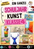 Vorschau - Stundenentwürfe - Ein ganzes Schuljahr Kunst | Klasse 4 | 30 fertige Kunstprojekte - Deckblatt