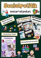 Vorschau - Stationenlernen - Sozialpolitik Bundle: Sozialstaat, Bürgergeld, Rente, Armut, Wohnen & Feminismus - Deckblatt