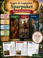 Vorschau - Mal- und Bastelvorlagen - Sagen & Legenden: Sparpaket (Lesen & Ausmalen) - Deckblatt