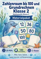 Vorschau - Arbeitsblätter - Zahlenraum bis 100 und Grundrechnen Klasse 2 | Materialpaket | 20 PDFs mit 140 Arbeitsblättern - Deckblatt