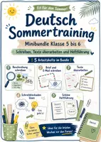 Vorschau - Arbeitsblätter - Deutsch Sommertraining Minibundle Klasse 5 bis 6 Schreiben Texte überarbeiten und Heftführung - Deckblatt