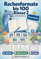 Vorschau - Arbeitsblätter - Rechenformate bis 100 Klasse 2 | Materialpaket | 20 PDFs mit 140 Arbeitsblättern - Deckblatt