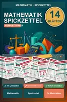 Vorschau - Arbeitsblätter - Mathematik Spickzettel Paket – 14 Lernzettel & Übersichten - Deckblatt