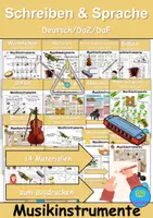 Vorschau - Mal- und Bastelvorlagen - Materialpaket - Schreiben und Sprache Thema Musikinstrumente - DaZ/DaF / Deutsch - Deckblatt