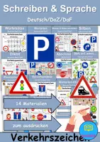 Vorschau - Arbeitsblätter - Materialpaket - Schreiben und Sprache Thema Verkehrsschilder / Verkehrszeichen - DaZ/DaF / Deutsch - Deckblatt
