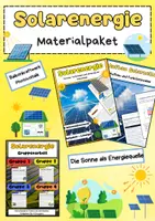 Vorschau - Stationenlernen - Solarenergie Materialpaket: Photovoltaik, Solarthermie, Solarzelle, Balkonkraftwerk - Deckblatt