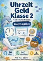 Vorschau - Arbeitsblätter - Uhrzeit und Geld Klasse 2 | Materialpaket | 20 PDFs mit 140 Arbeitsblättern - Deckblatt